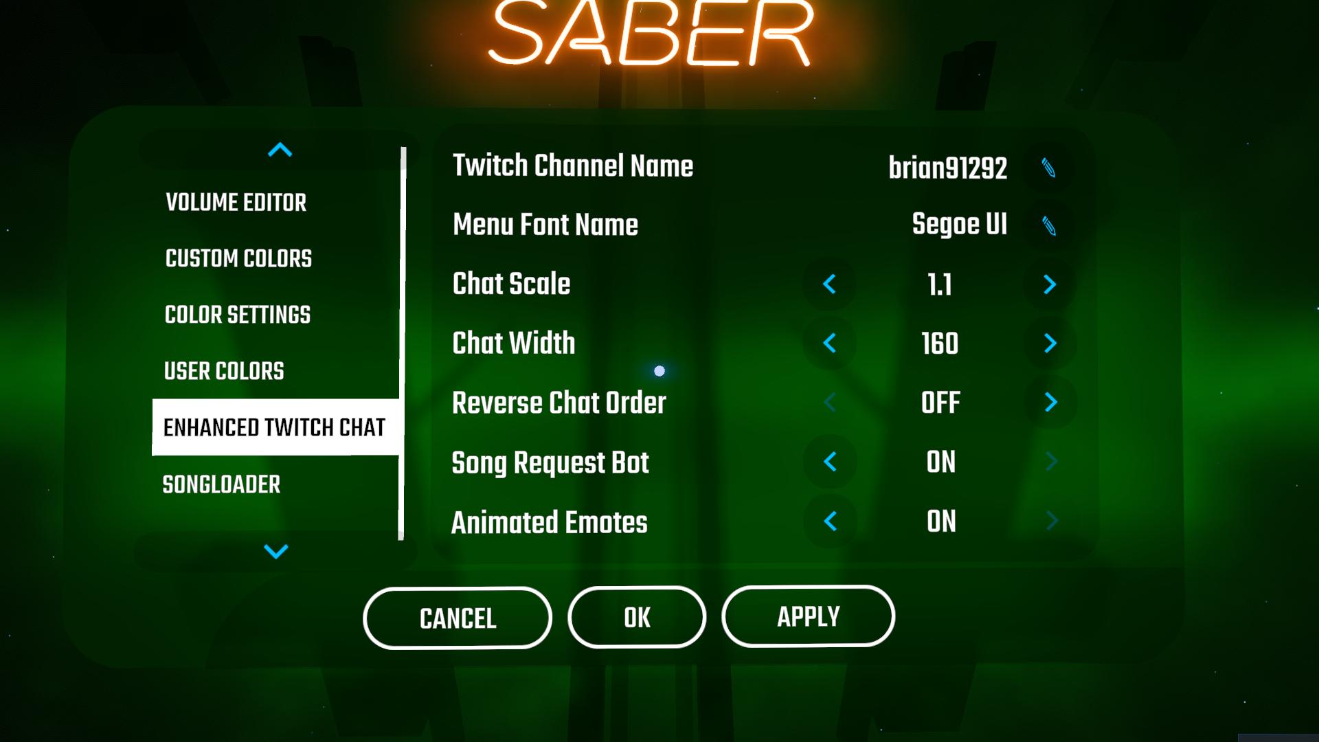 Enhanced Twitch Chat settings menu