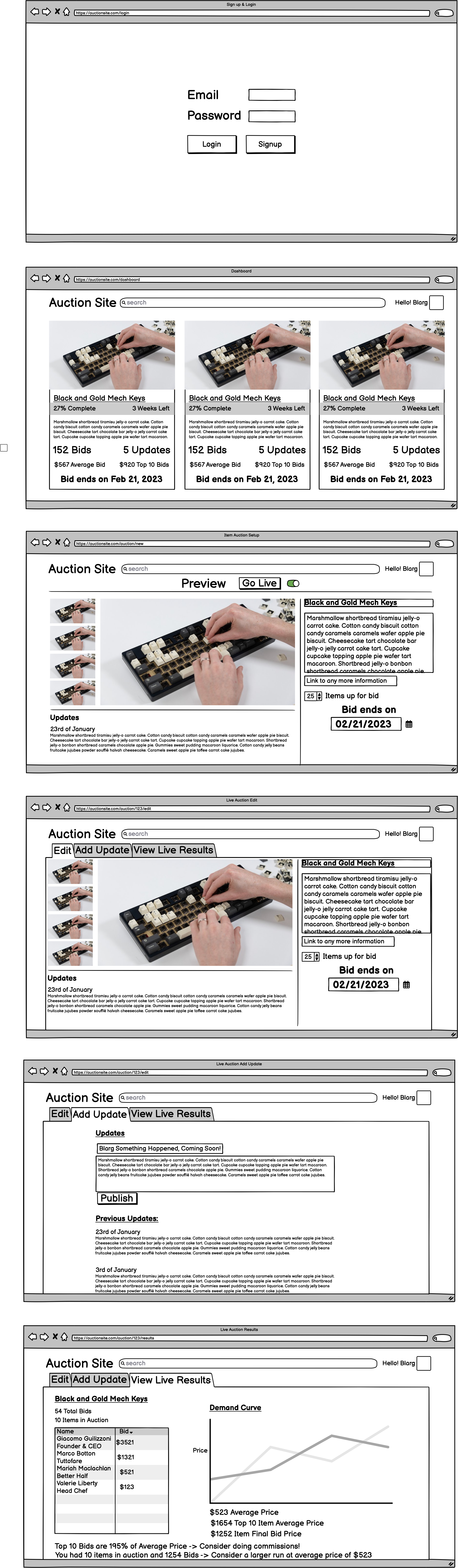 Seller Wireframes