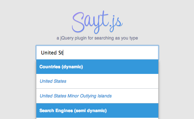 Search as you Type jQuery Demo