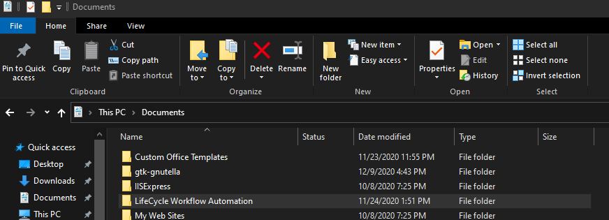 Settings folder path