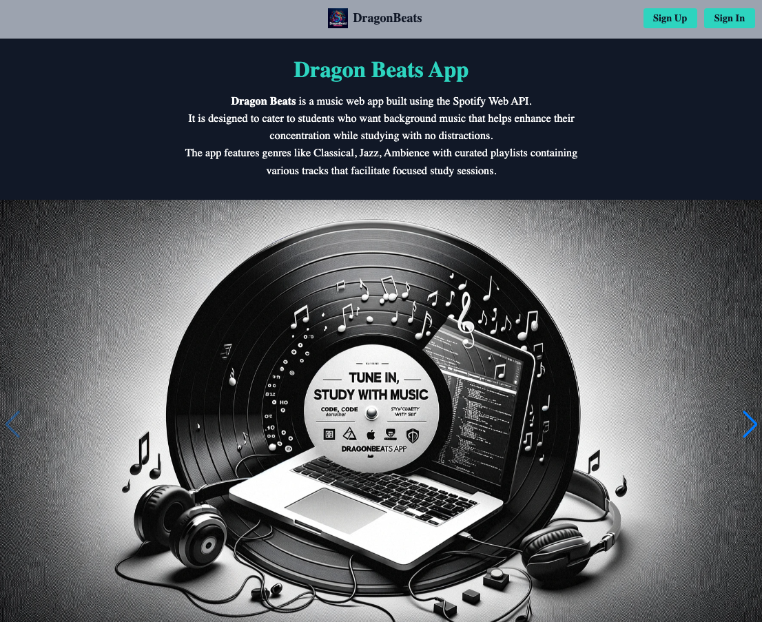 Dragon Beats Login Page