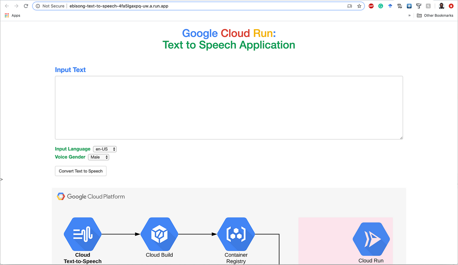 Text-to-Speech application running on Cloud Run.