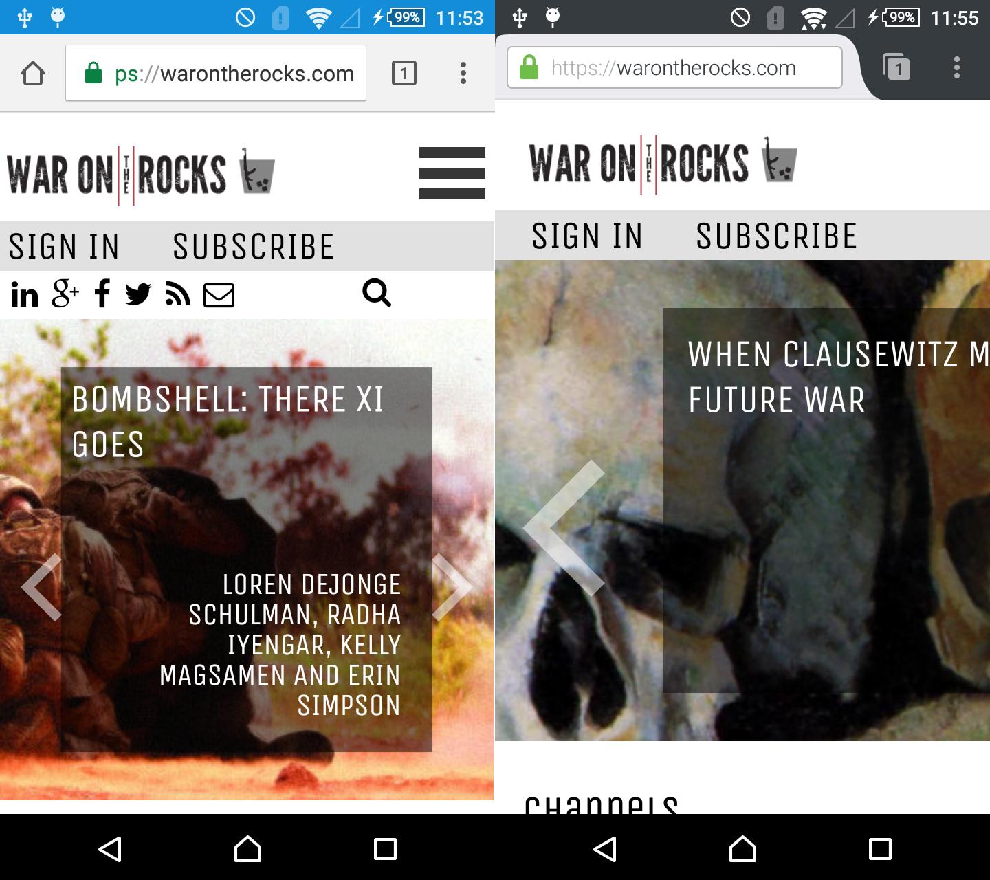 Screenshot of the site issue