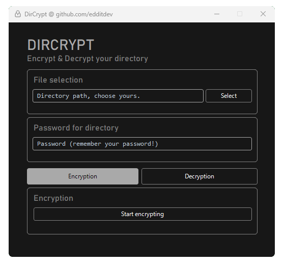 DirCrypt Interface