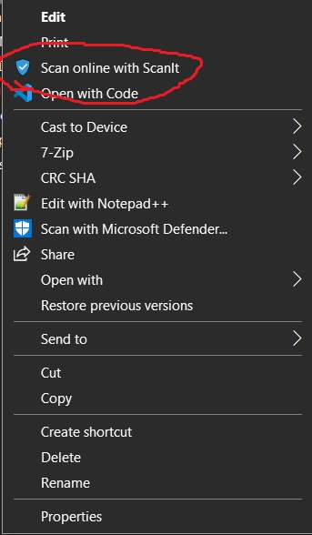 Screenshot of ScanIt in context menu.