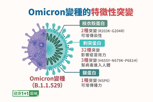 变种病毒在核衣壳蛋白的突变也至关重要。（健康1+1／大纪元）