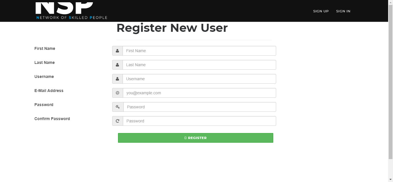 The Registration Page