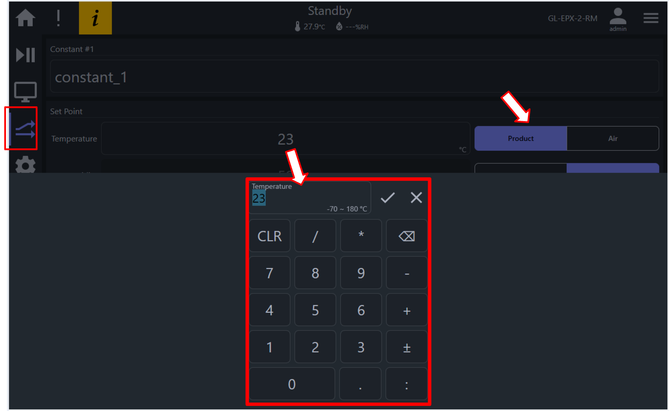 Adjust temperature set point value