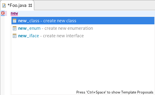 templates empty java file