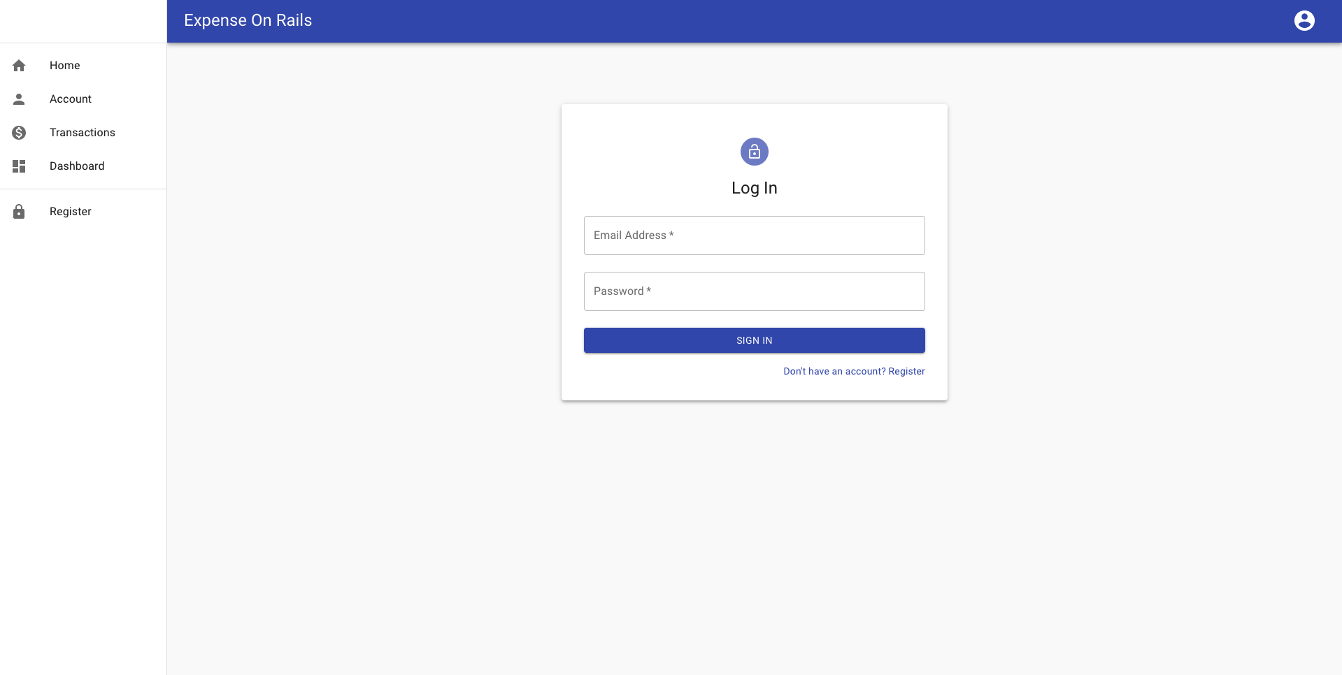 Login page