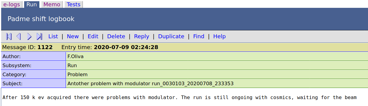 An example of a stop run entry