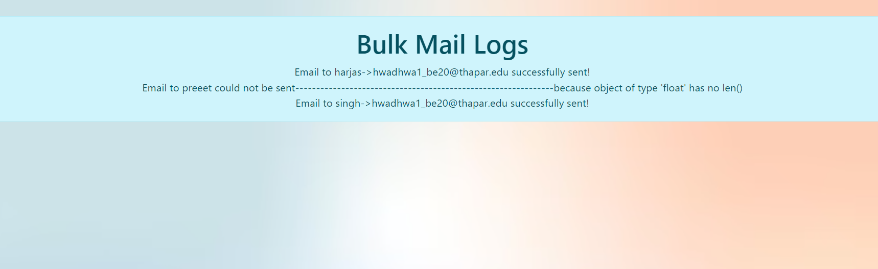 bulk mail logs