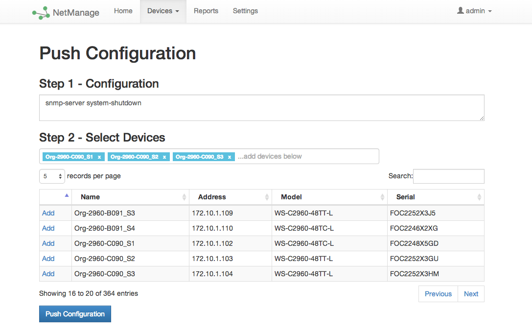 Push Configuration