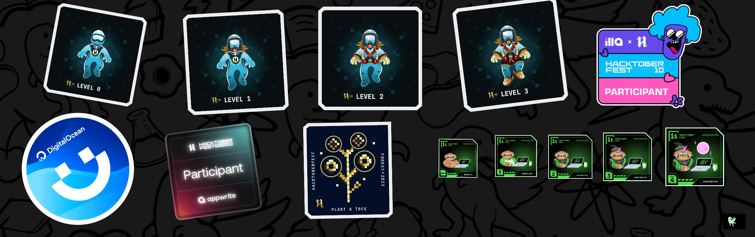 An image of @devesh711's Holopin badges, which is a link to view their full Holopin profile