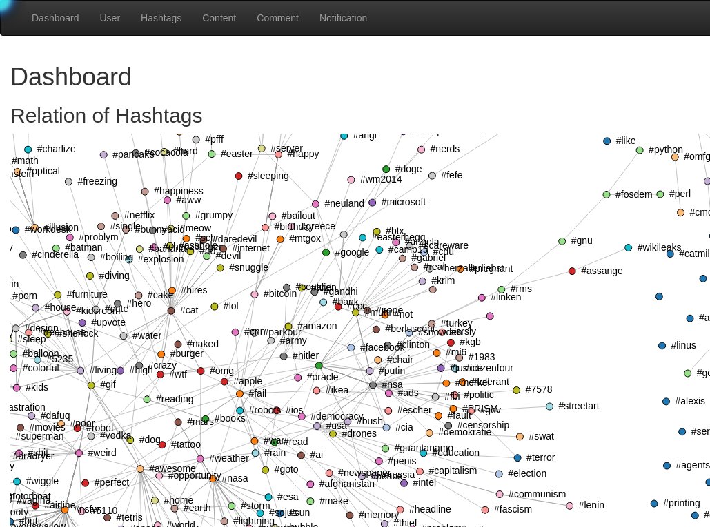 Visualization of the related Hashtags