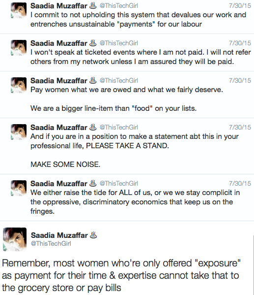 Crucial read http://t.co/FrqNUPHDkW We systematically undercompensate women. Not paying spkrs reinforces inequality. http://t.co/zxaj2MU5MO