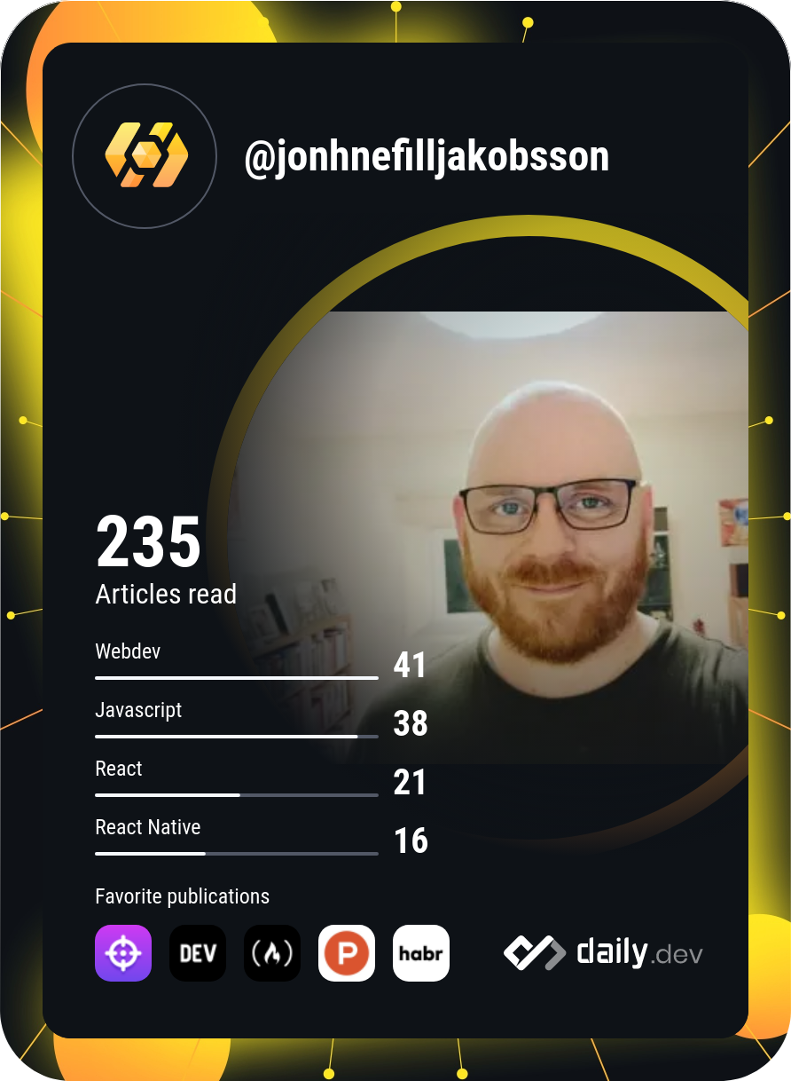 Jon Hnefill Jakobsson's Dev Card