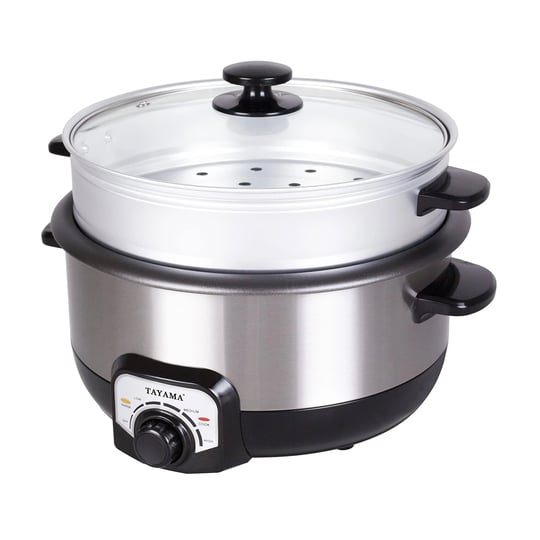 tayama-tmc-130sb-3-qt-electric-non-stick-hot-pot-multi-cooker-with-steamer-glass-lid-1