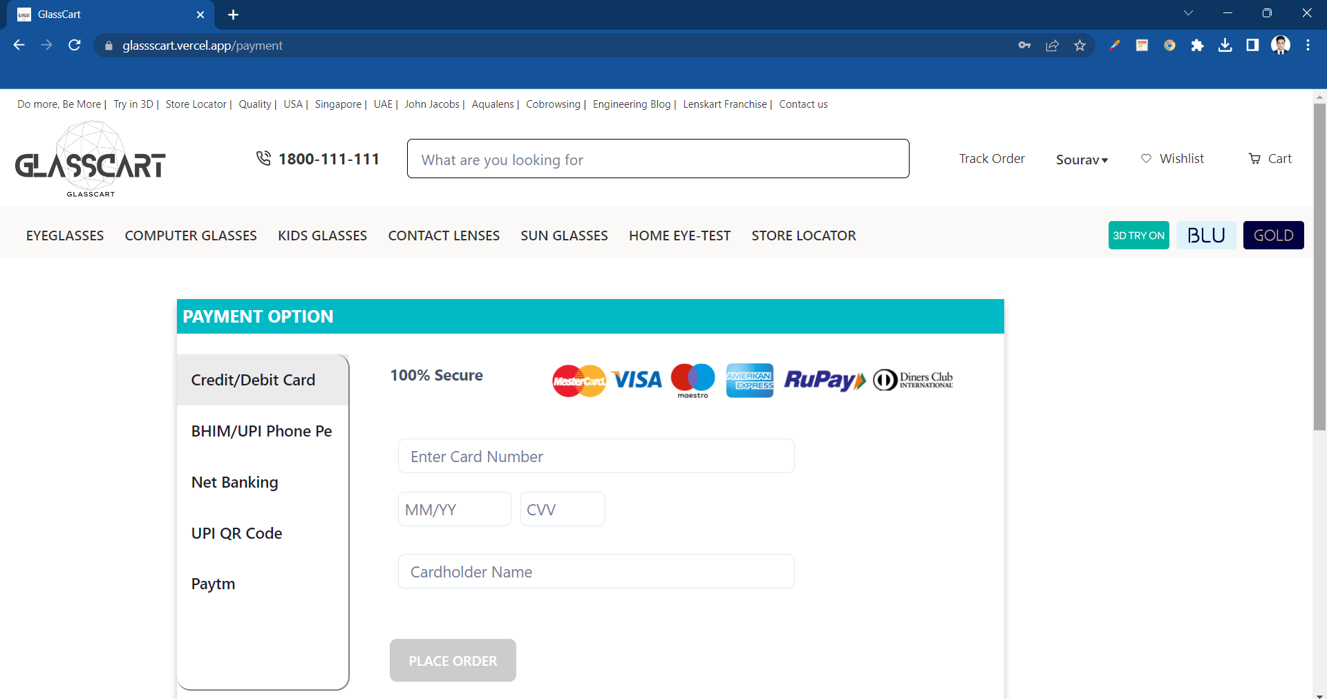 Payment page