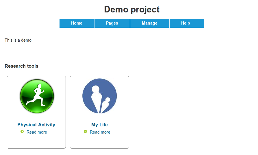 Research tools in project home page