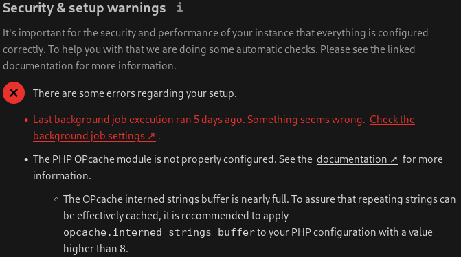 Nextcloud Fatal Error Insufficient shared memory · Issue