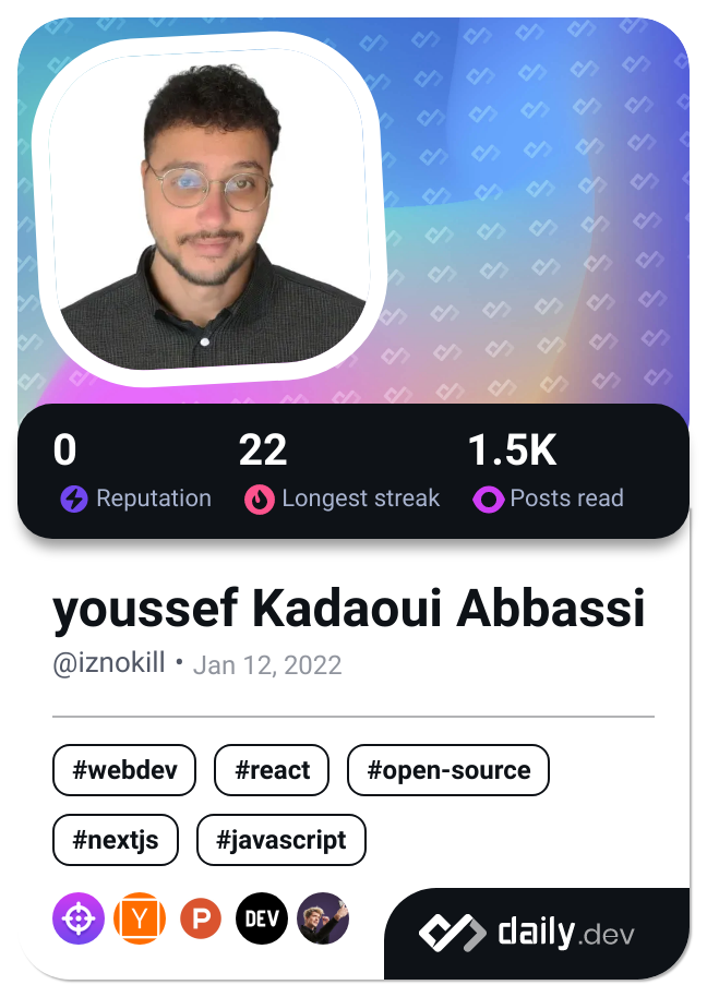 youssef Kadaoui Abbassi's Dev Card