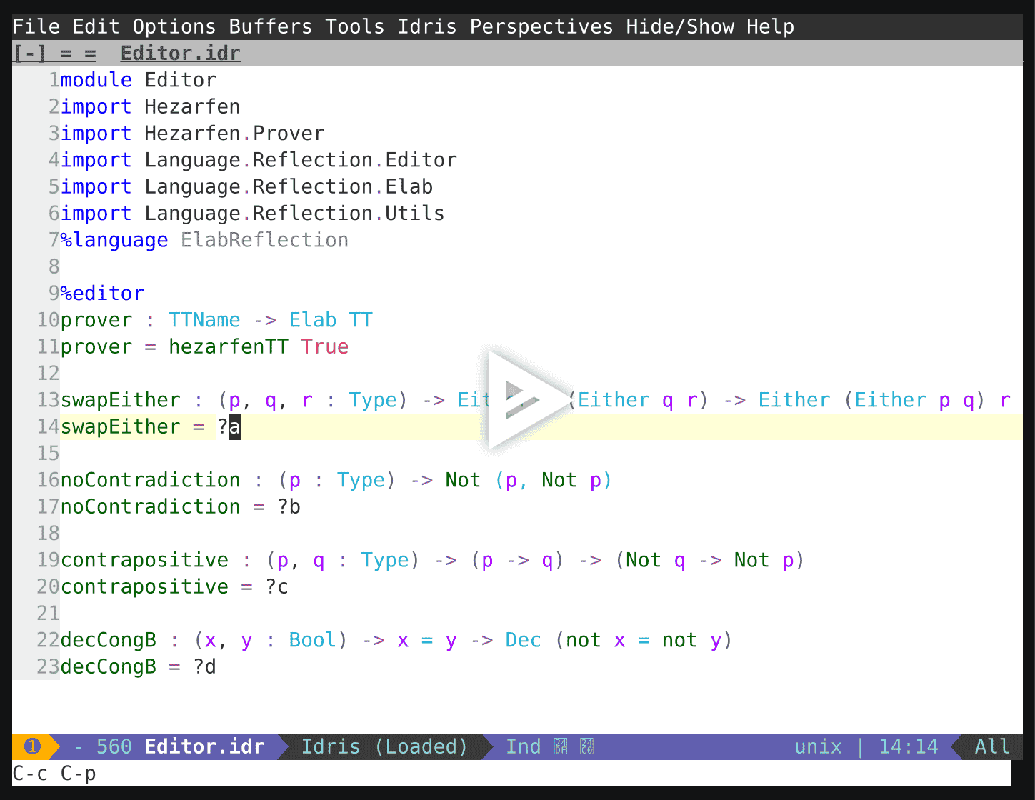 Screencast of how Hezarfen works in Emacs