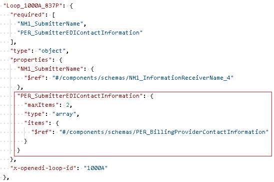 Example of repeatable EDI items