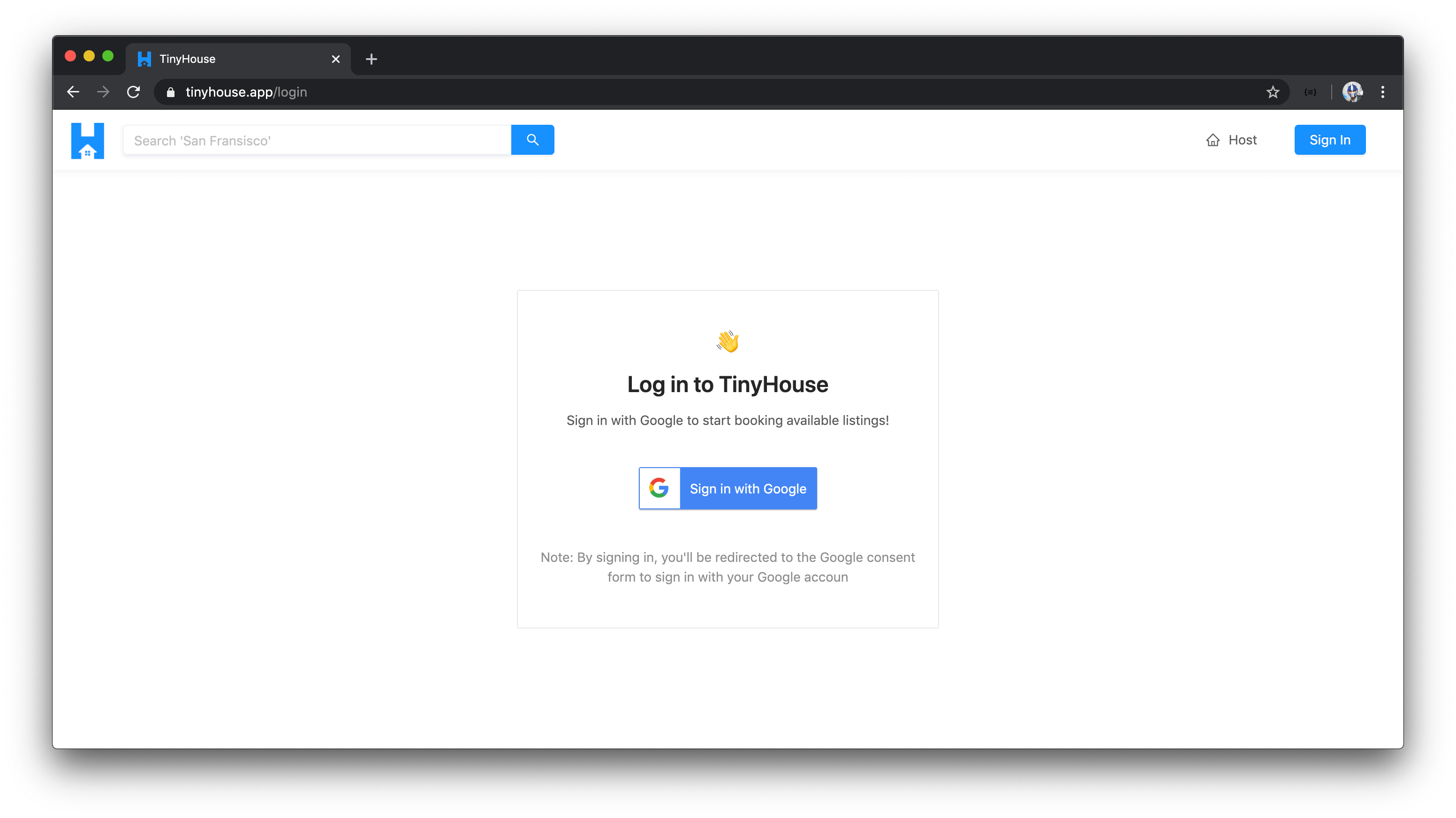 Google auth interface