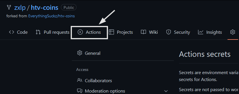 actions tab image