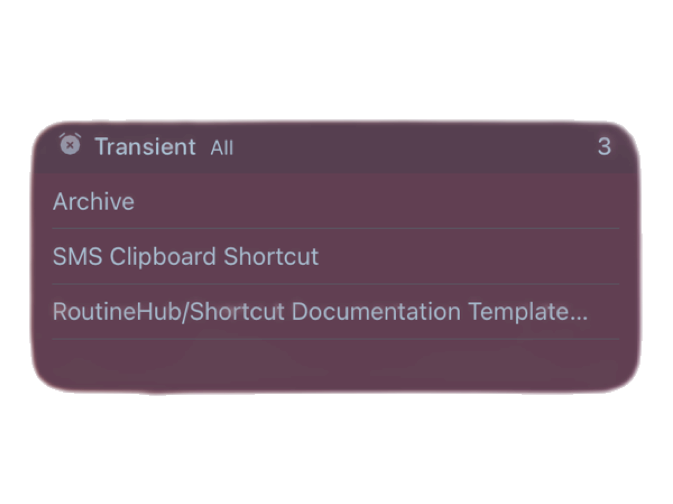 Transient Workspace Widget