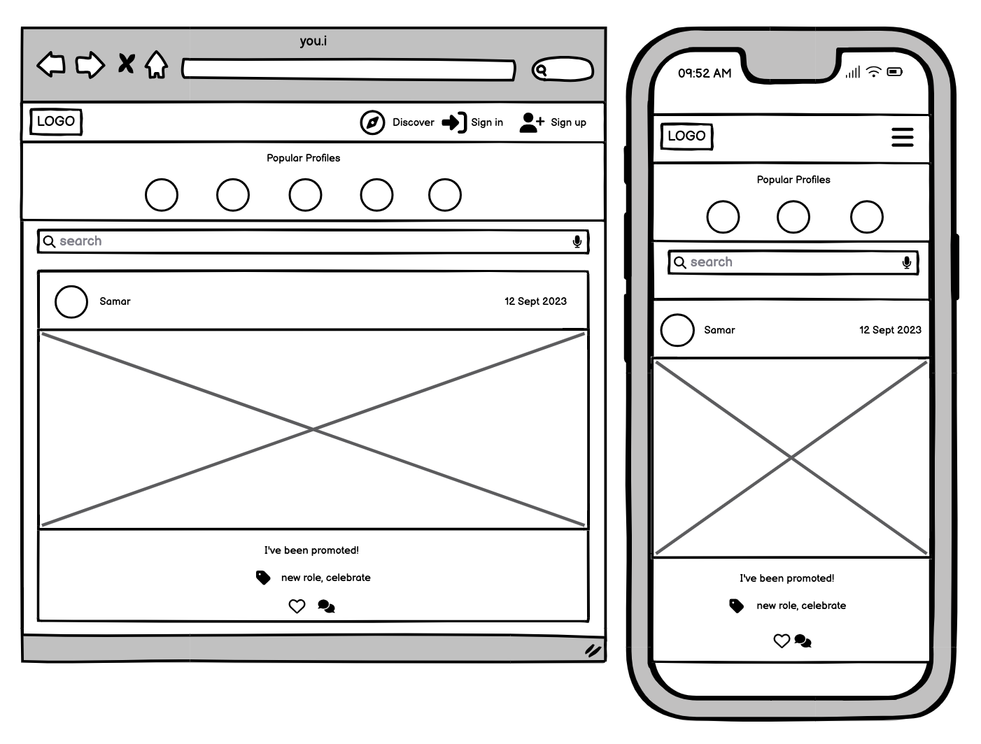 Logged out wireframe