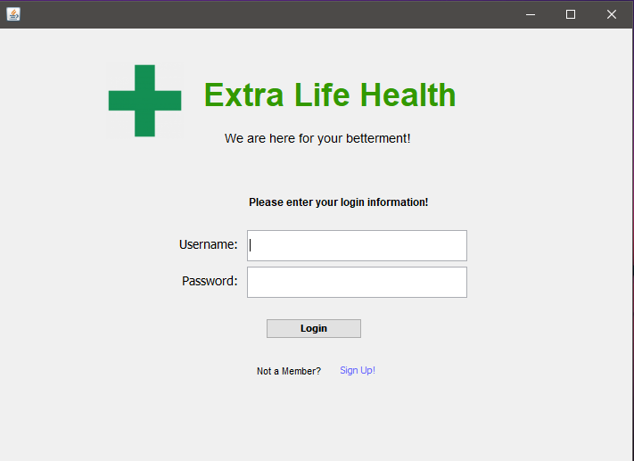 Login page