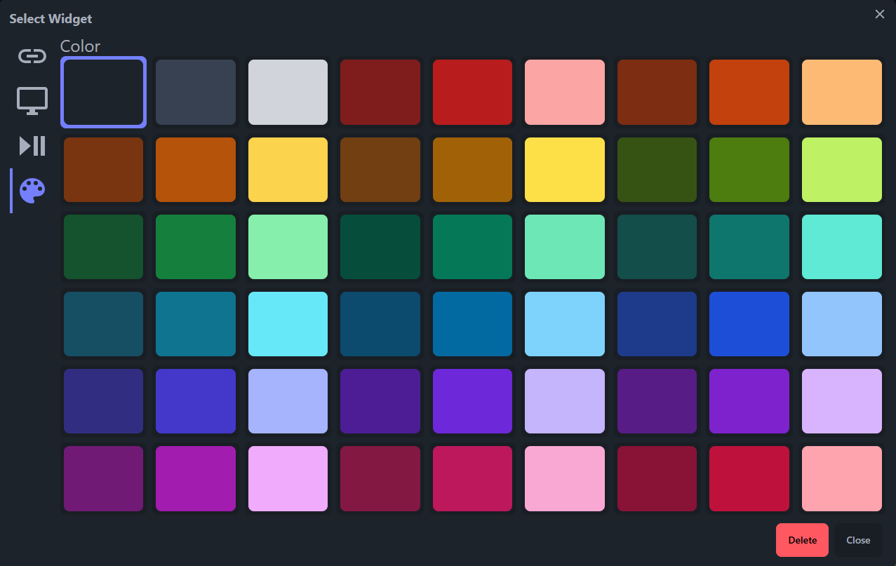 Color selection options