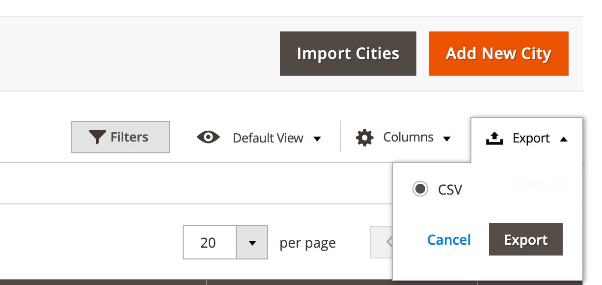 Magento 2 City Export as CSV