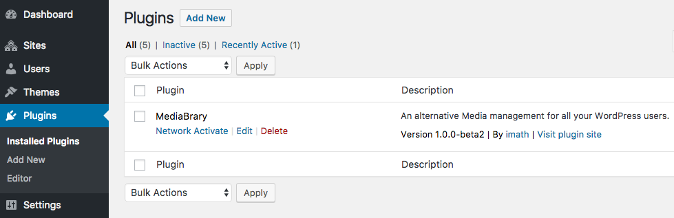 Plugins Network Administration
