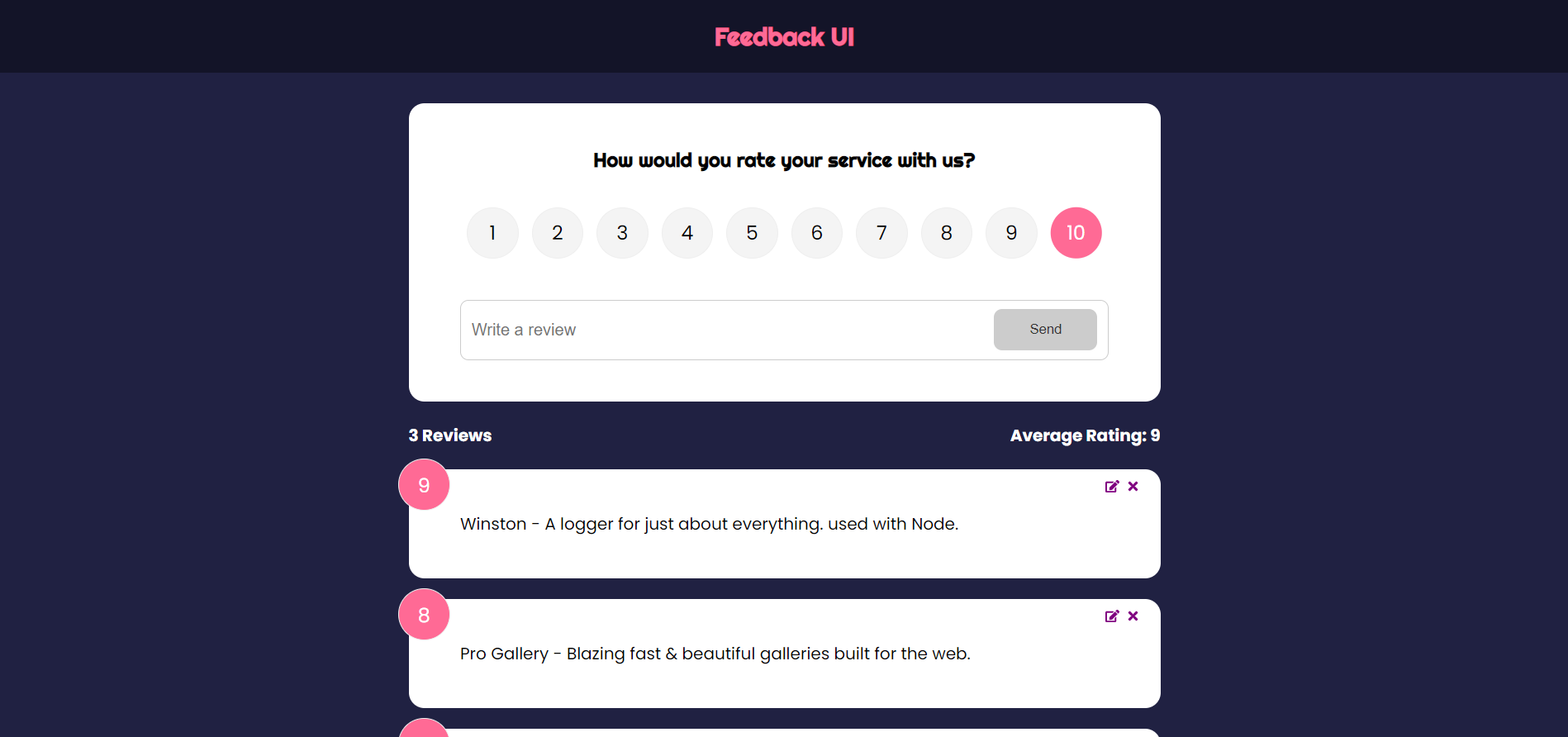 feedback ui screenshot