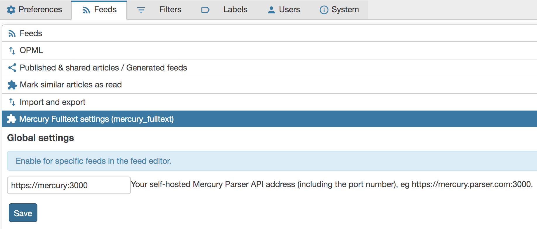 enter Mercury Parser API endpoint