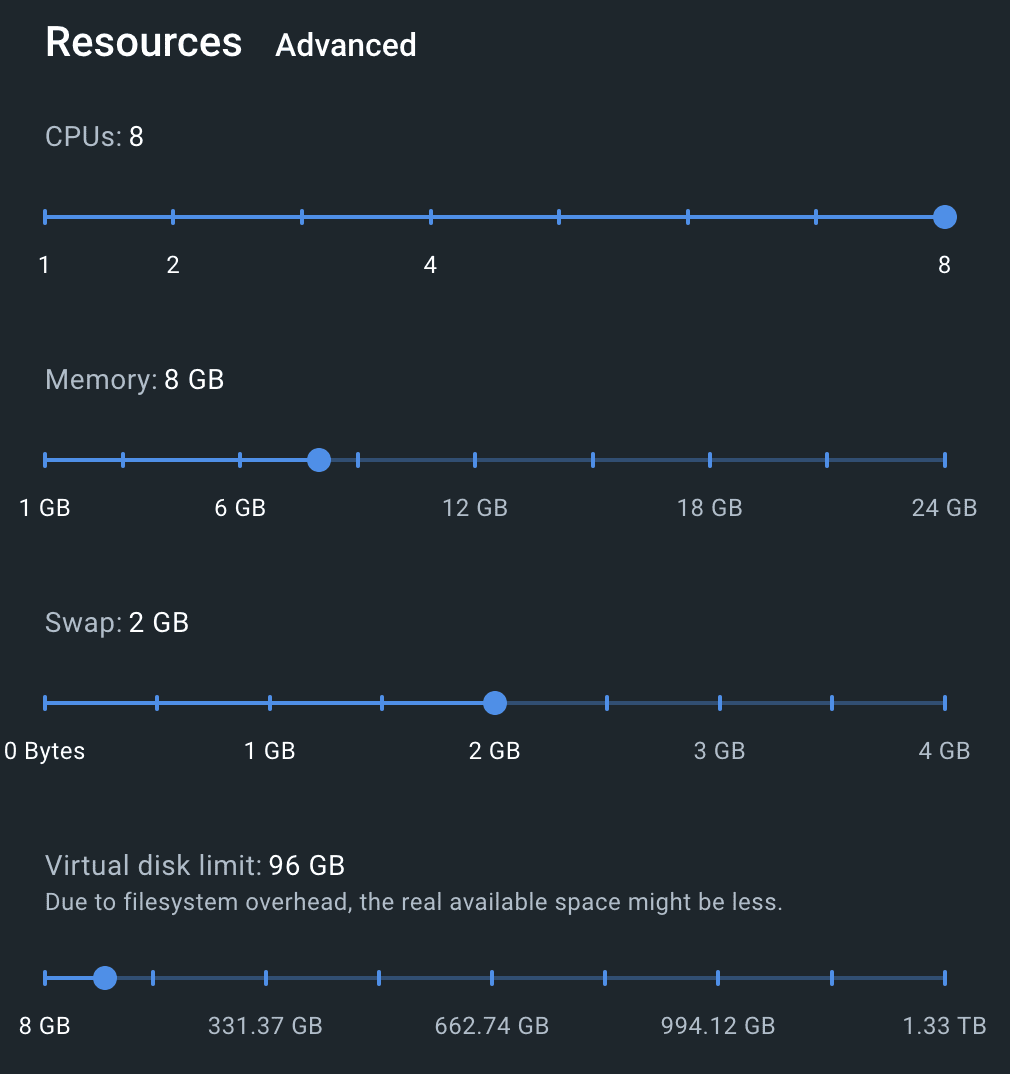 Docker Desktop Resources Screenshot