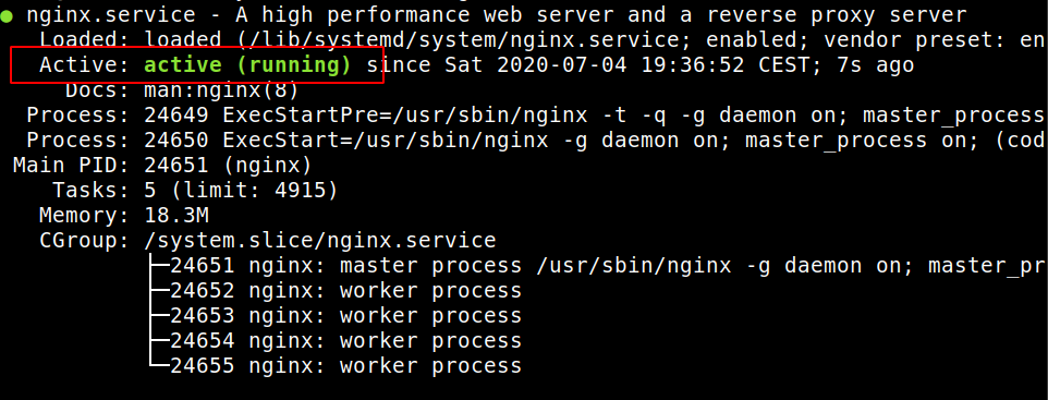 nginx running