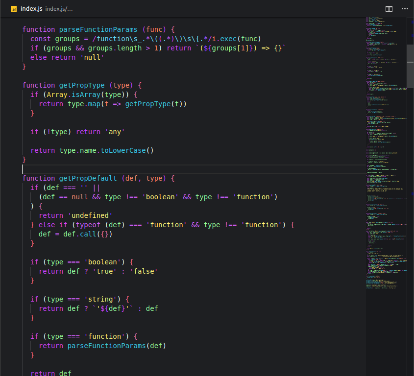 JavaScript file with Bright night theme on