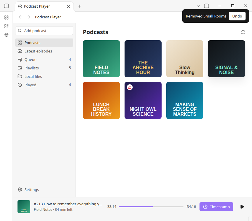 Undo after Remove podcast