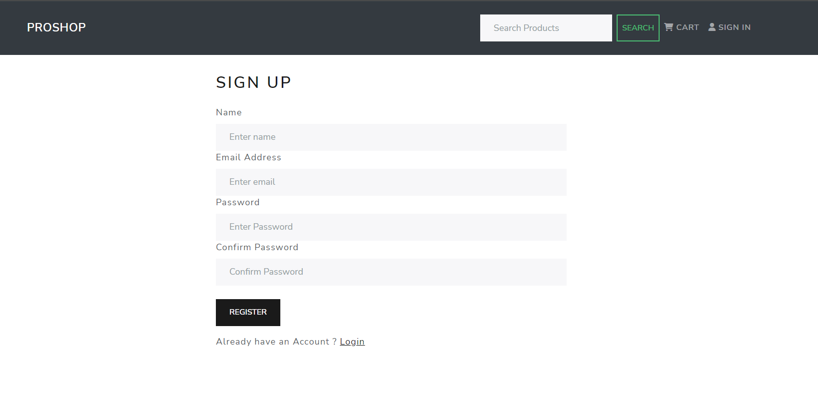 Register Screen