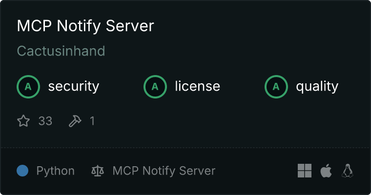 Glama badge for Notify MCP server