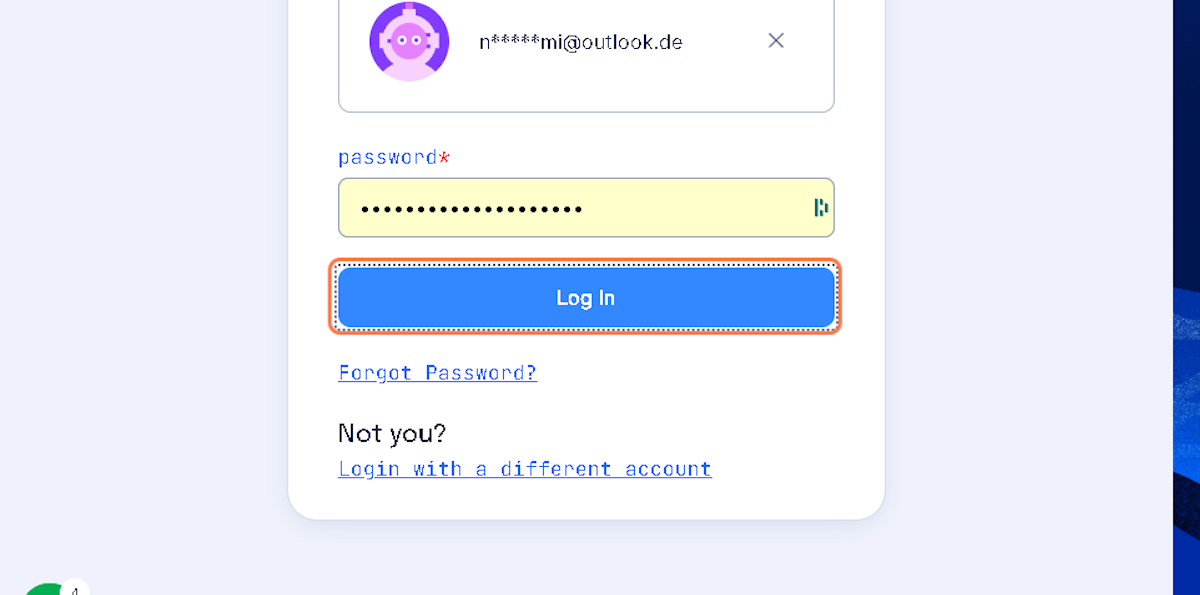 Enter your password and click on Log In.