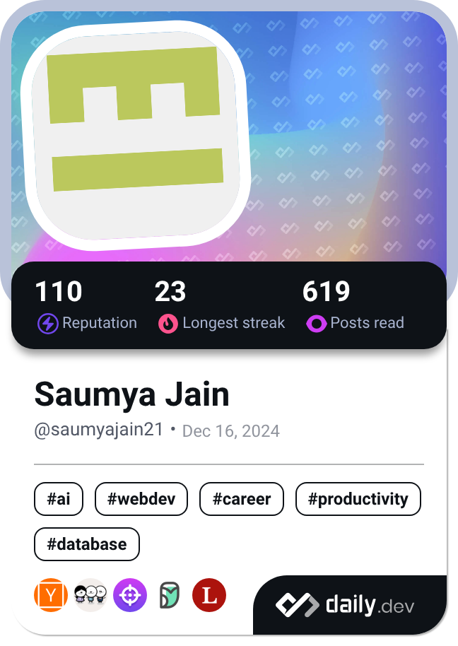 Saumya Jain's Dev Card