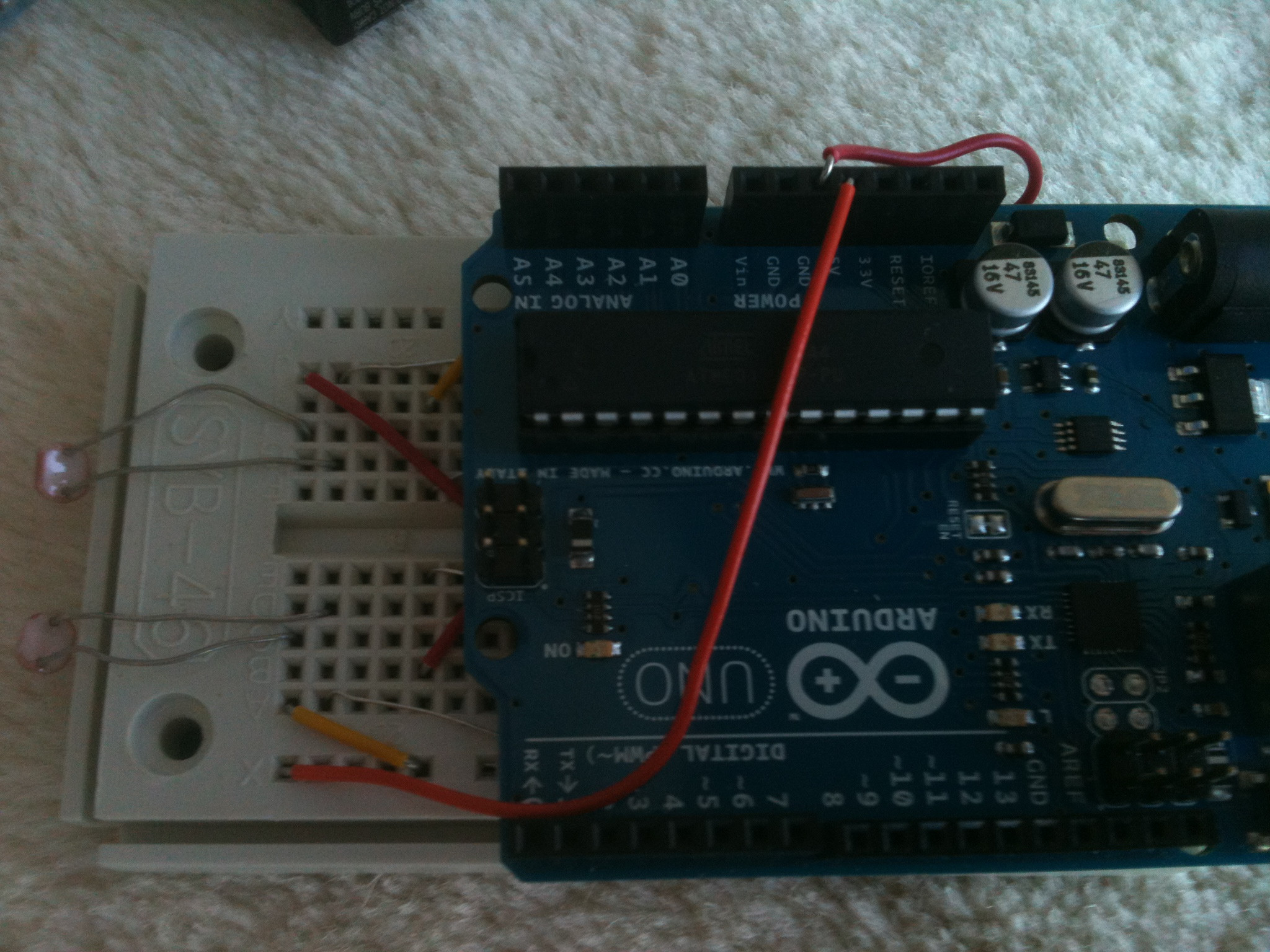 5v and GND leading to arduino