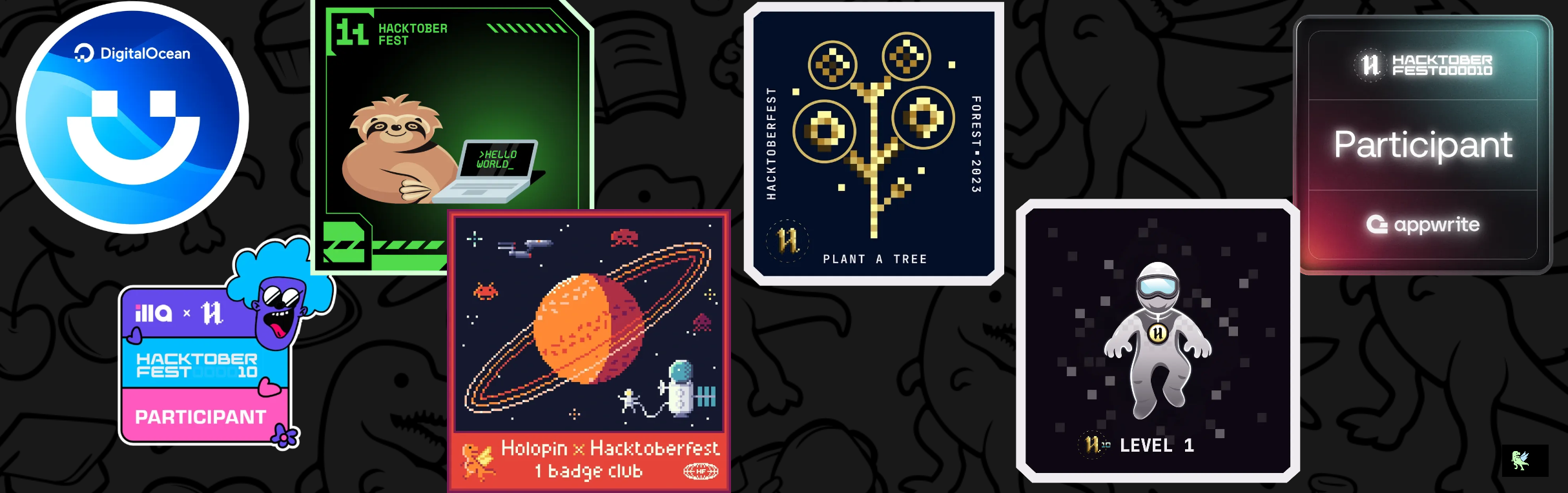 An image of @ivedmohan's Holopin badges, which is a link to view their full Holopin profile