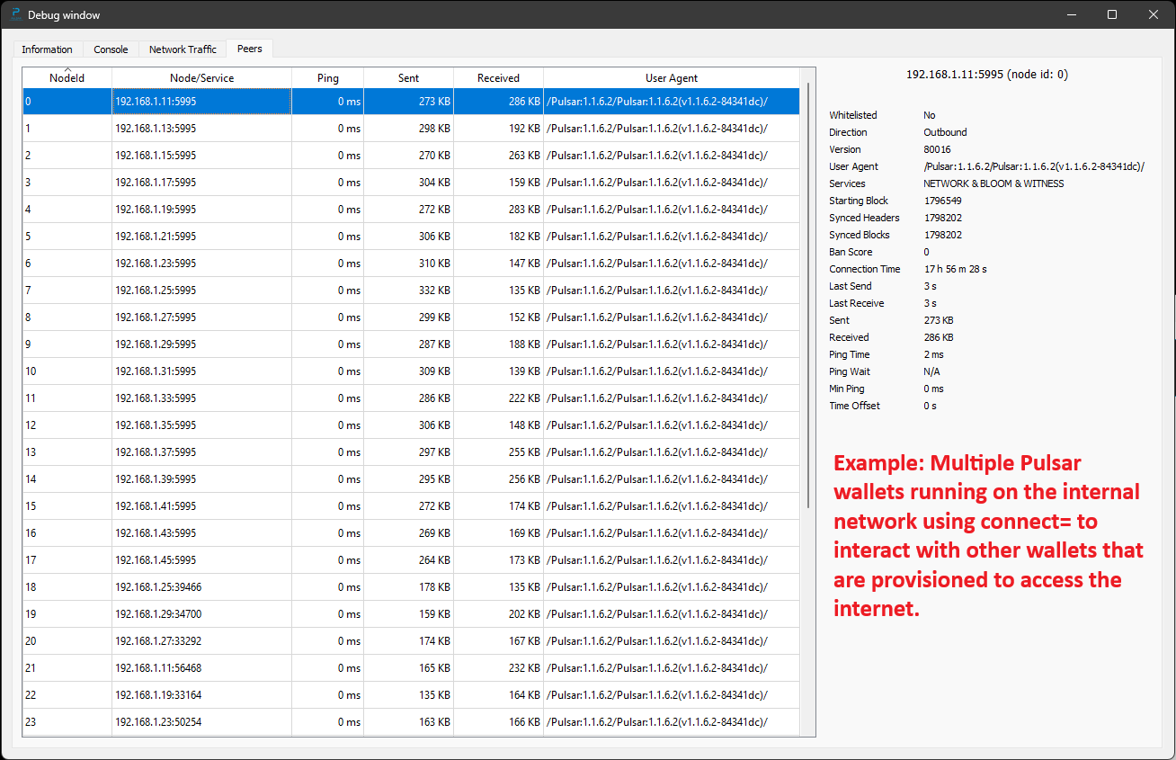 Multiple Pulsar Coin wallets running on unique computers using connect= to interface with other wallets that have internet access