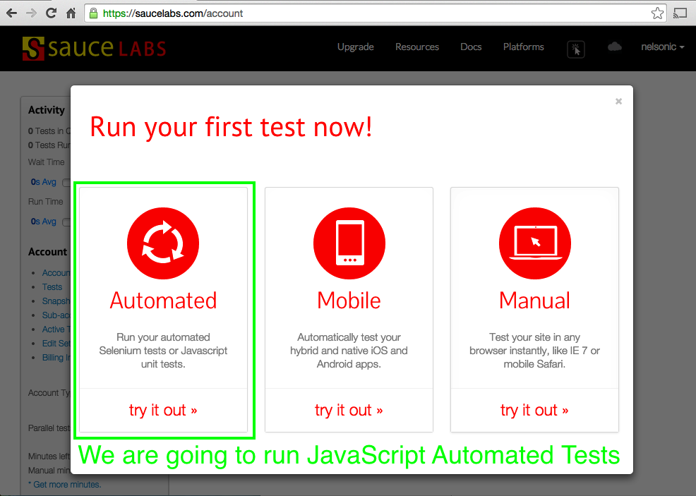 click on automated tests